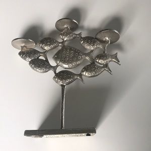 Fish 3 candle silver holder!